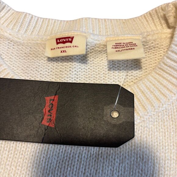 NEW Levi’s Cropped Balloon Sleeve White Crew Neck Sweater- Size XXL - Picture 3 of 7